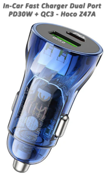 Hoco “Z47A" Transparent Discovery Edition” PD30W+QC3.0 set Car Charger