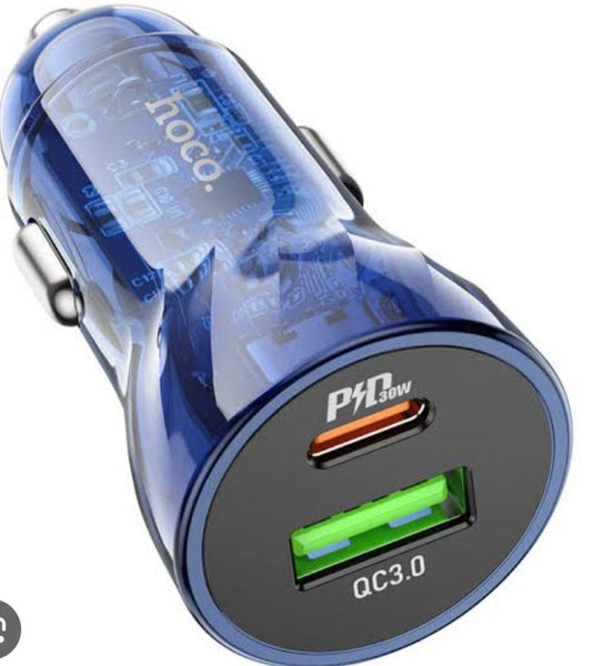 Hoco “Z47A" Transparent Discovery Edition” PD30W+QC3.0 set Car Charger