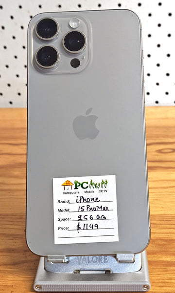 Apple iPhone 15 Pro Max Pre-owned phone, 256GB, Natural Titanium, $1149