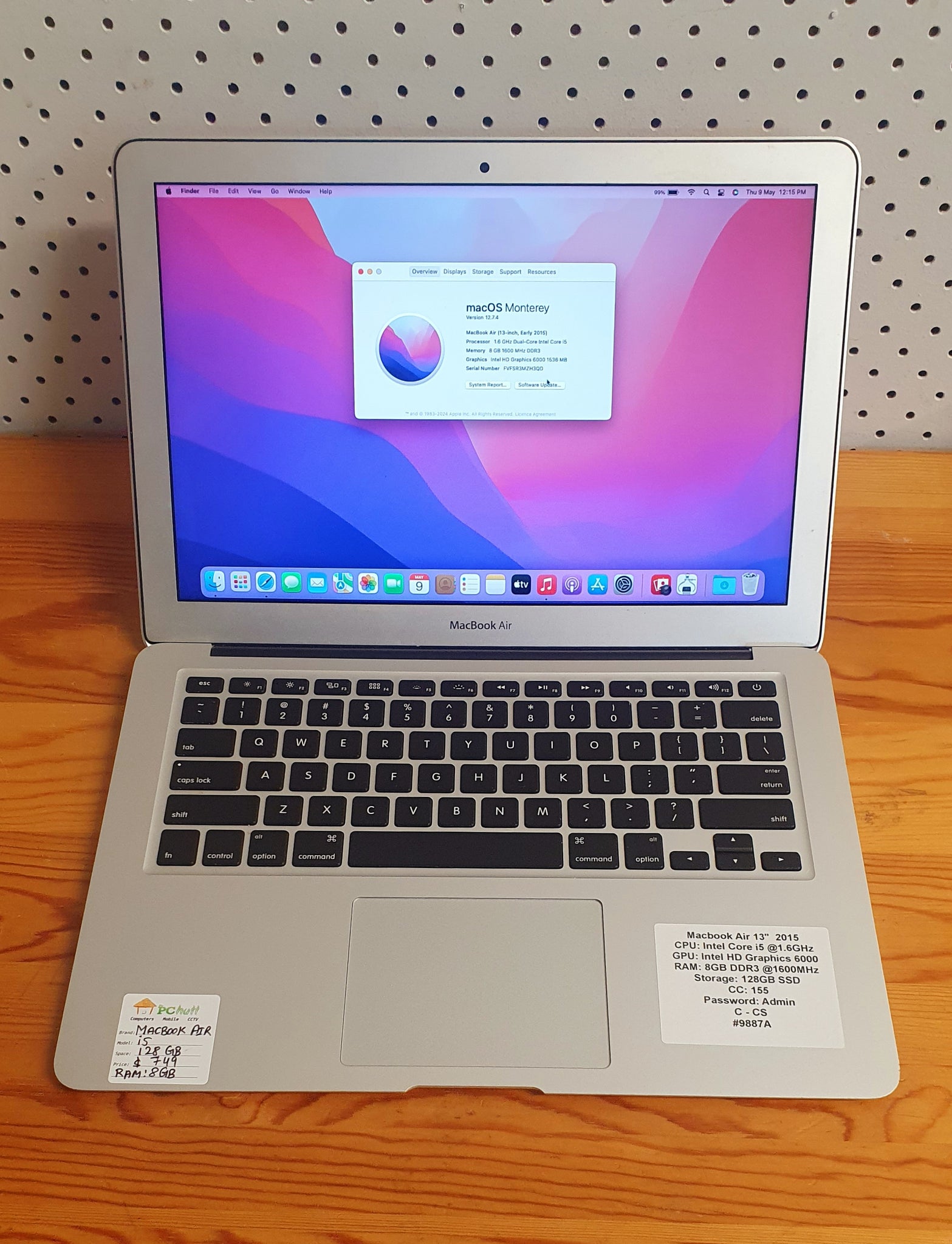 Apple MacBook Air 2015, 128GB , RAM :8GB Pre-Owned Laptop