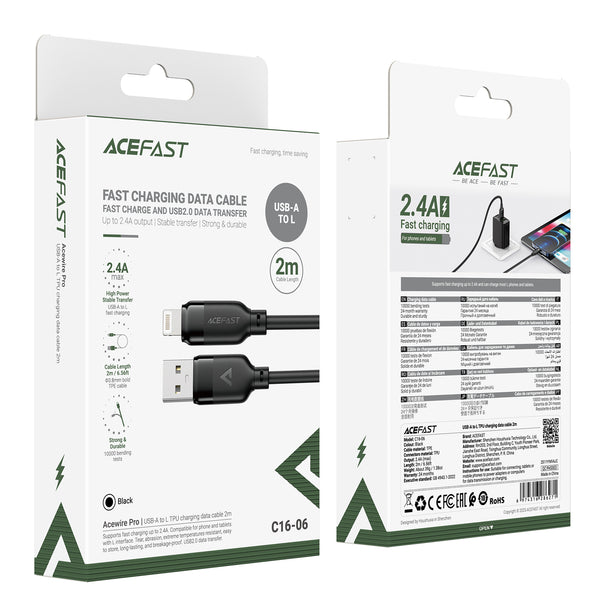 AceFast Premium Lightning Cable | USB-C & USB-A to Lightning | PD 30W Fast Charge (C16)