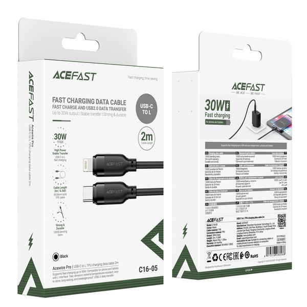AceFast Premium Lightning Cable | USB-C & USB-A to Lightning | PD 30W Fast Charge (C16)