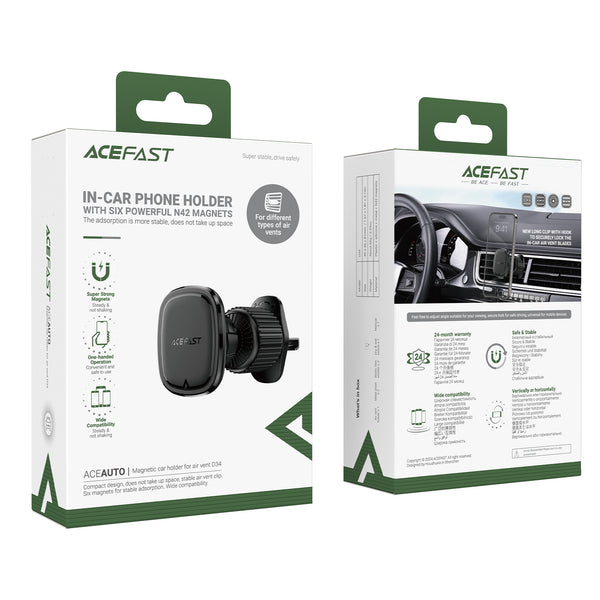 AceFast Magnetic Air Vent Phone Holder w/ Strong Magnet, Hook Locking (D34)