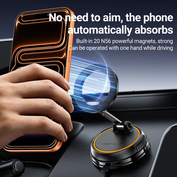 Acefast Premium Magnetic Phone Holder for Windshield & Dashboard w/ Ring Shape N52 Strong Magnet, Multi Way Adjustable (D55)
