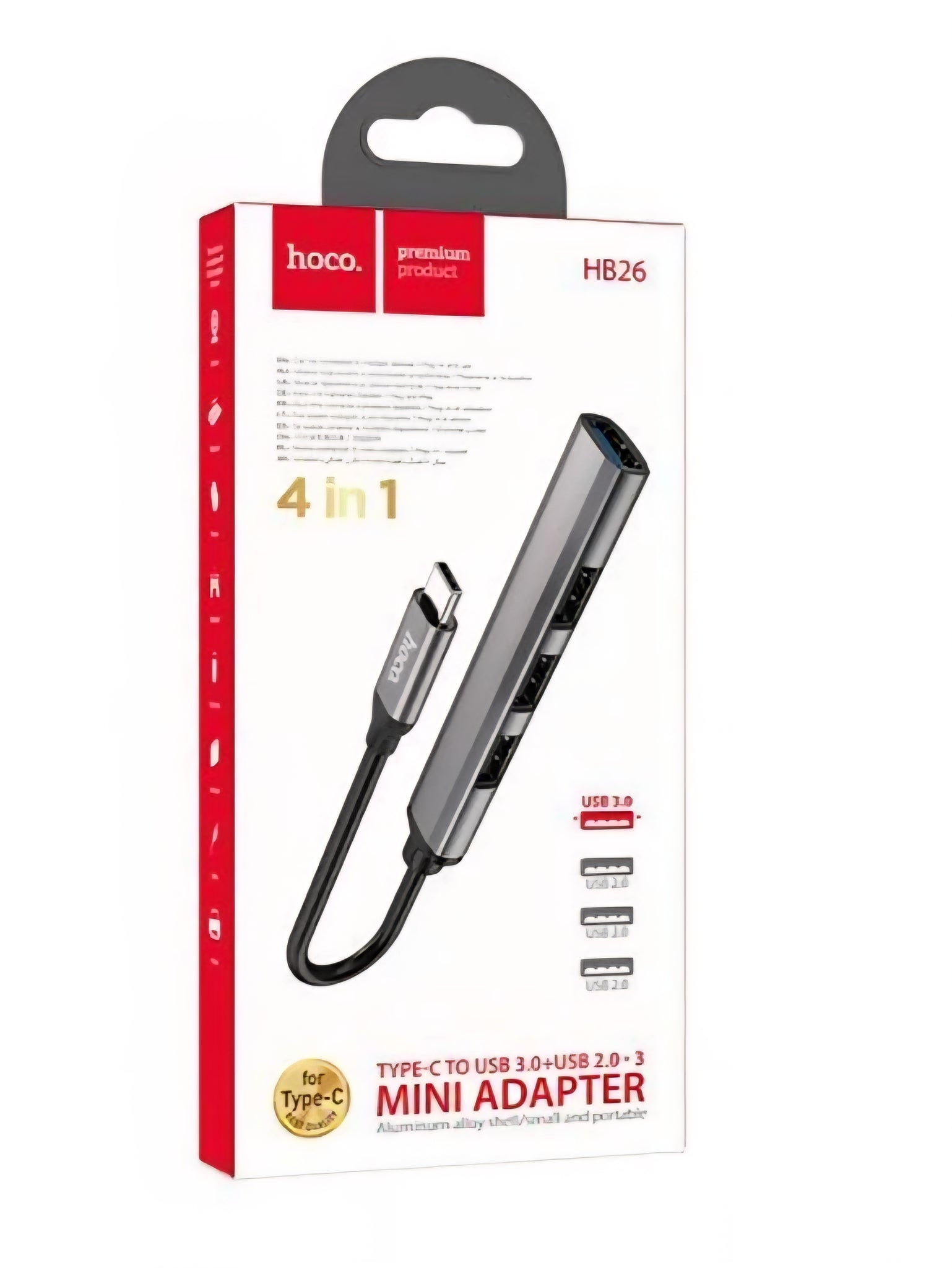 Hoco. HB26 4 in 1 Mini Adapter, Brand New
