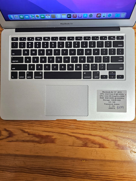 Macbook Air 13" 2015 intel core i5 128GB SSD/8GB, Pre-owned Laptop
