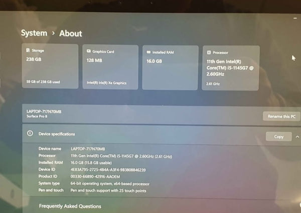 Microsoft Surface Pro 8 Touch Screen with Keyboard