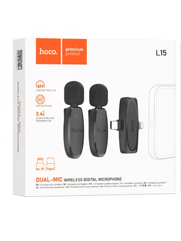 Hoco. L15 Dual-Mic Wireless Digital Microphone, Brand New