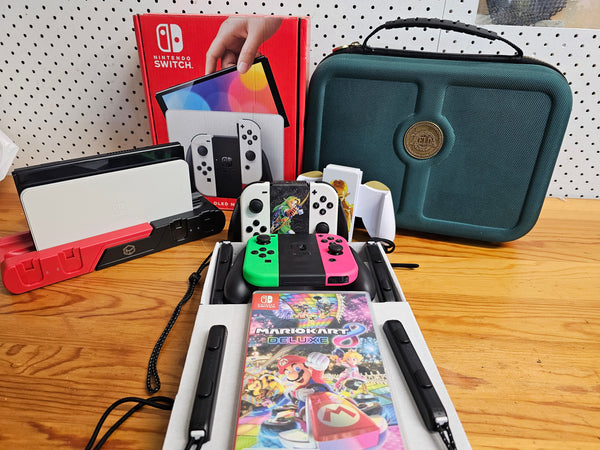 Nintendo Switch OLED Model Console White with Free MarioKart Deluxe Game Special Edition