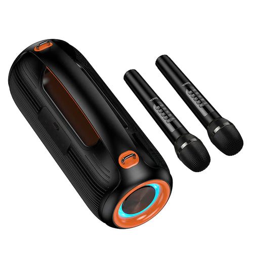 HOCO 600W Bluetooth Party Speaker with 2 Wireless Microphones, RGB Light, 6000mAh Battery, IPX5 Waterproof, Brand New