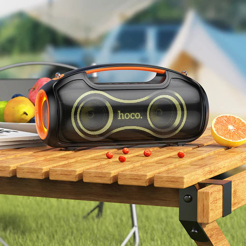 HOCO 600W Bluetooth Party Speaker with 2 Wireless Microphones, RGB Light, 6000mAh Battery, IPX5 Waterproof, Brand New