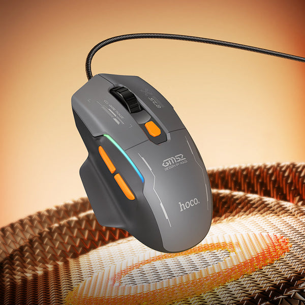 Ergonomic 6-Button Wired Gaming Mouse with LED Light, 12800 DPI (GM52)