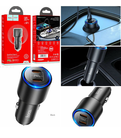 HOCO in Car Dual Type-c Fast Mobile Phone Charger Power Adatper NZ3